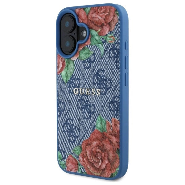 Guess GUHMP16SP4ROPEMCB iPhone 16 6.1" blå/blå hardcase 4G blomster Print MagSafe