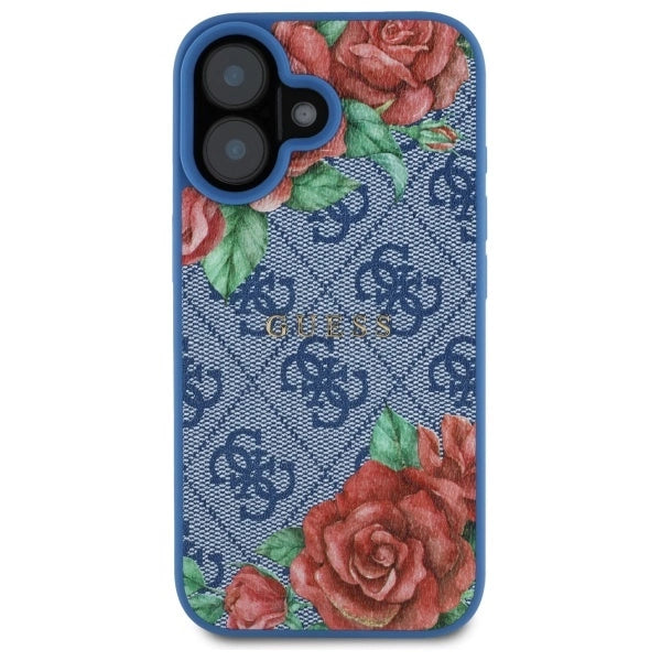 Guess GUHMP16SP4ROPEMCB iPhone 16 6.1" blå/blå hardcase 4G blomster Print MagSafe