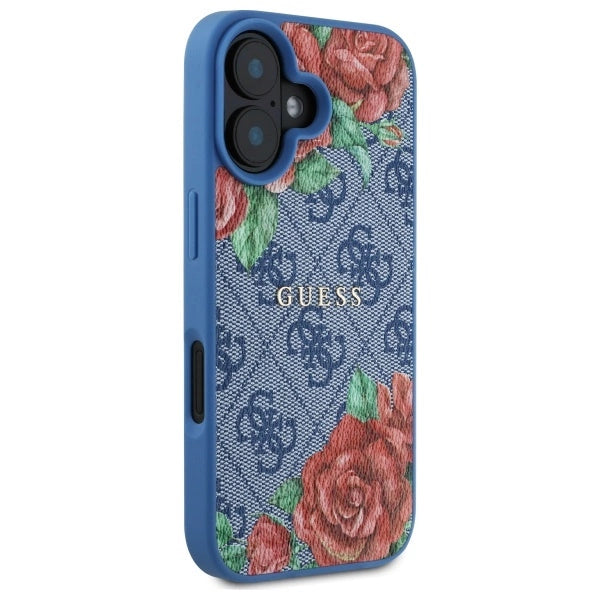 Guess GUHMP16SP4ROPEMCB iPhone 16 6.1" blå/blå hardcase 4G blomster Print MagSafe