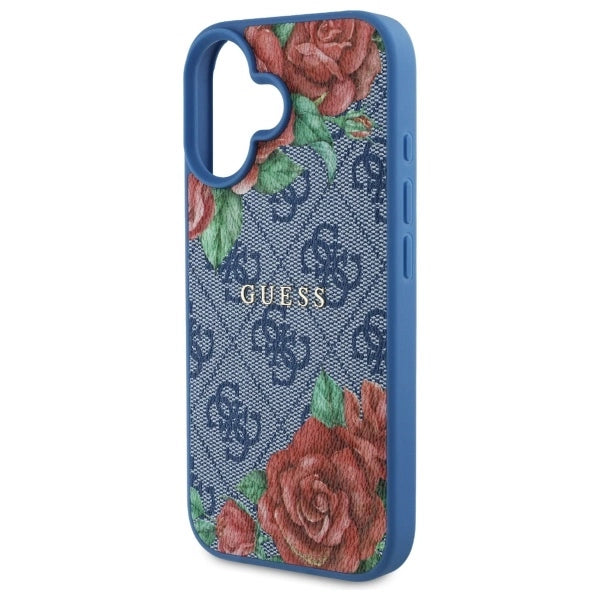 Guess GUHMP16SP4ROPEMCB iPhone 16 6.1" blå/blå hardcase 4G blomster Print MagSafe