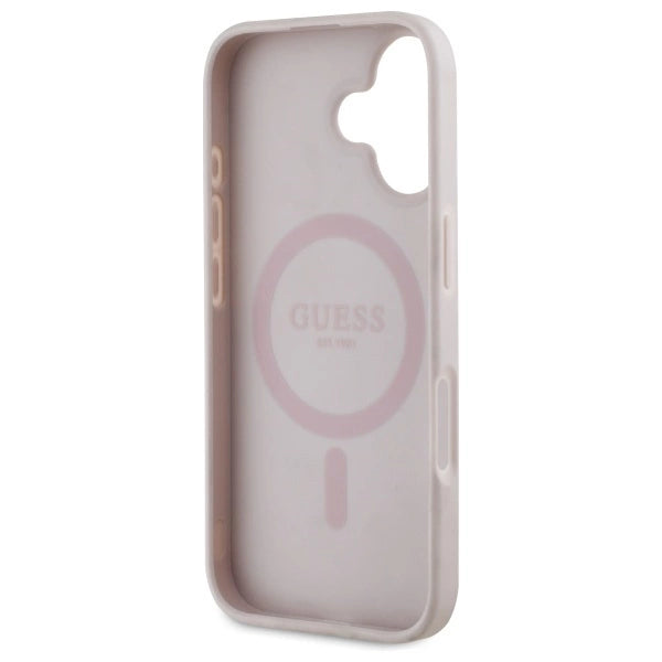 Guess GUHMP16SP4ROPEMCP iPhone 16 6.1" pink/pink hardcase 4G Flowers Print MagSafe