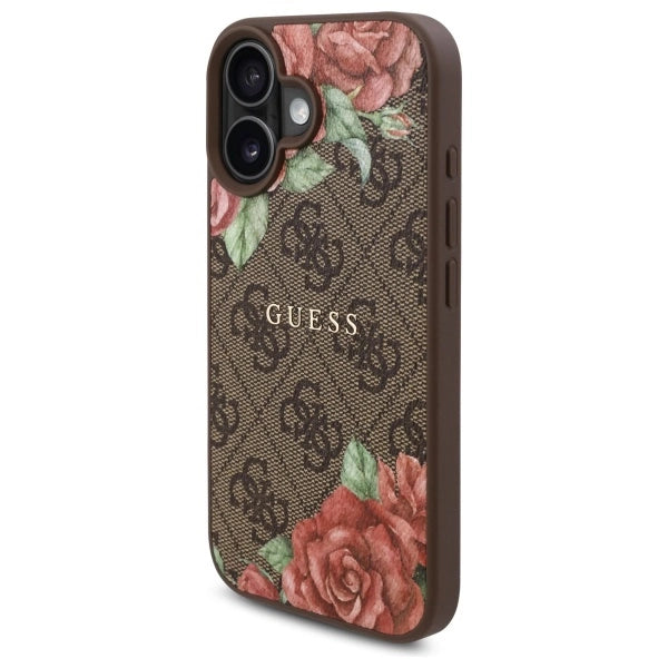 Guess GUHMP16SP4ROPEMCW iPhone 16 6.1" brun/brun hardcase 4G Flowers Print MagSafe