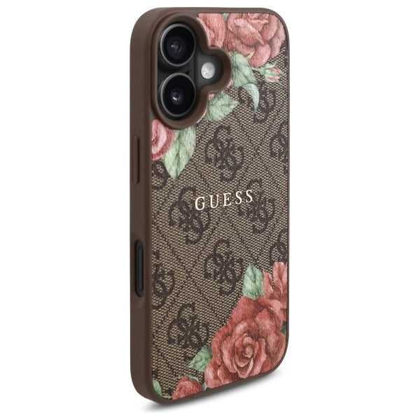 Guess GUHMP16SP4ROPEMCW iPhone 16 6.1" brun/brun hardcase 4G Flowers Print MagSafe