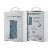 Guess Powerbank induktiv 15W GUPB5FP4EMGB 5000mAh blå/blå 4G Læder Metal Logo MagSafe
