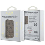 Guess Powerbank induktiv 15W GUPB5FP4EMGW 5000mAh brun/brun 4G Læder Metal Logo MagSafe