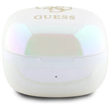 Guess Bluetooth hovedtelefoner GUTWSJ144ESH TWS + docking station hvid/hvid Iridescent 4G Printed Logo