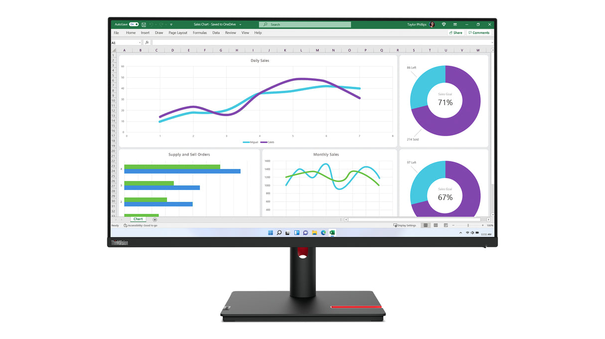 Lenovo ThinkVision T32h-30 LED display 80 cm (31.5") 2560 x 1440 pixel Quad HD Sort
