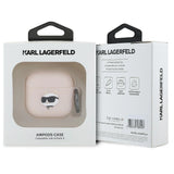 Karl Lagerfeld KLA4RUNCHP AirPods 4 cover lyserød Silicone Choupette Head 3D