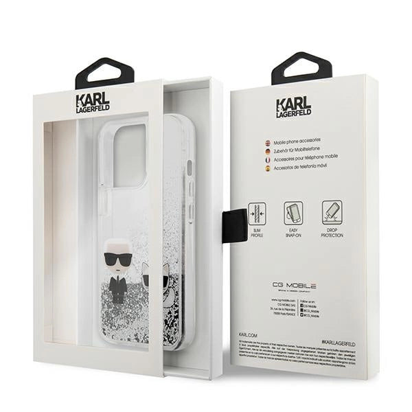 Karl Lagerfeld Liquid Glitter Karl&Choupette case for iPhone 13 Pro / 13 6.1" - silver