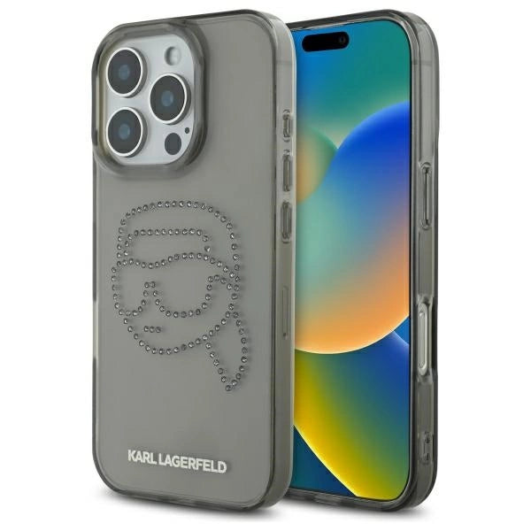 Karl Lagerfeld KLHCP16XHKHDCELK iPhone 16 Pro Max 6.9" black/black hardcase IML Rhinestones Karl Head