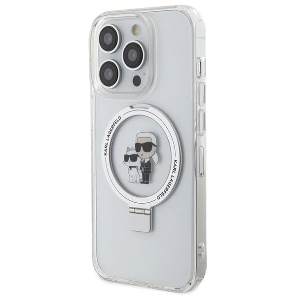 Karl Lagerfeld KLHMP15LHMRSKCH iPhone 15 Pro 6.1" white/white hardcase Ring Stand Karl&Choupette MagSafe