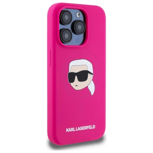Karl Lagerfeld KLHMP15LSKHPPPLF iPhone 15 Pro 6.1" fuchsia/fuschia hardcase Silicone Karl Head Print MagSafe