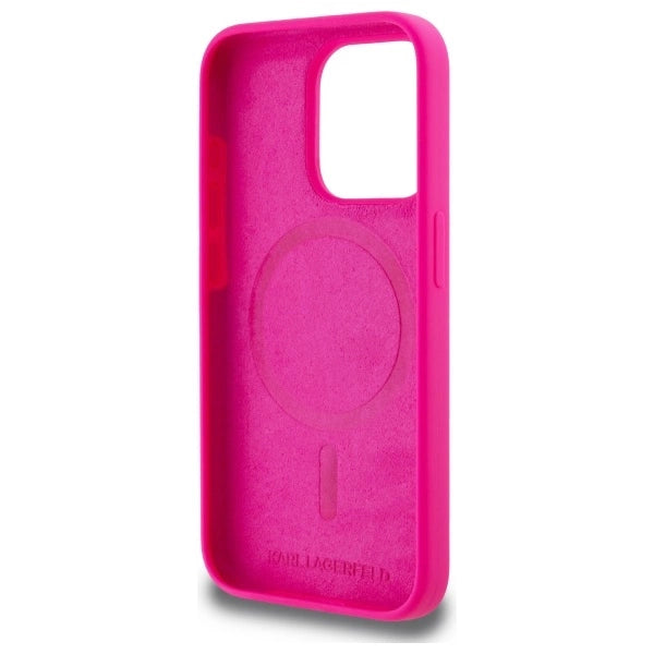 Karl Lagerfeld KLHMP15LSKHPPPLF iPhone 15 Pro 6.1" fuchsia/fuschia hardcase Silicone Karl Head Print MagSafe