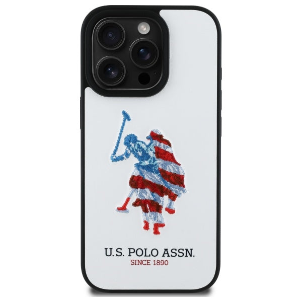 US Polo USHCP15XPUSH iPhone 15 Pro Max 6.7" hvid/hvid læder Big DH amerikansk flag