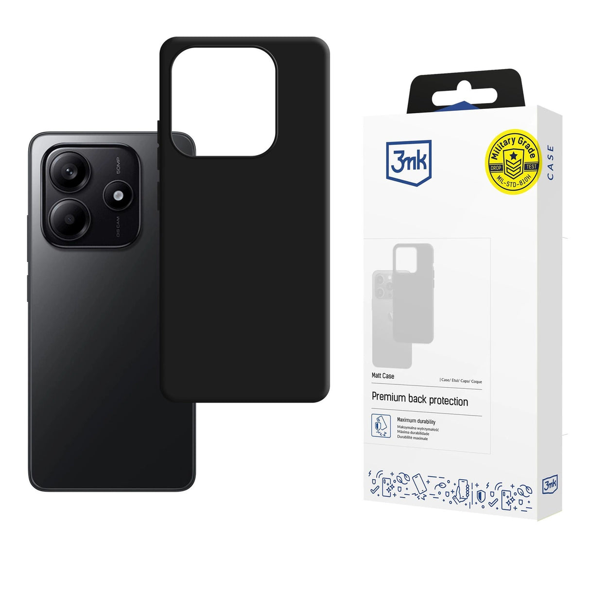 3mk Matt Case til Xiaomi Redmi Note 14 4G - matt sort