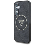 Guess 4G Glitter Triangle Buttons MagSafe-hylster til Samsung Galaxy S25 sort