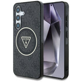 Guess 4G Glitter Triangle Buttons MagSafe Case til Samsung Galaxy S25 Plus sort