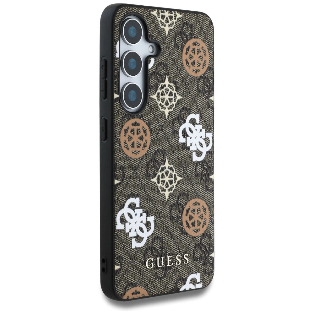 Guess 4G Printed Colored Peony Pattern MagSafe case til Samsung Galaxy S25 brun