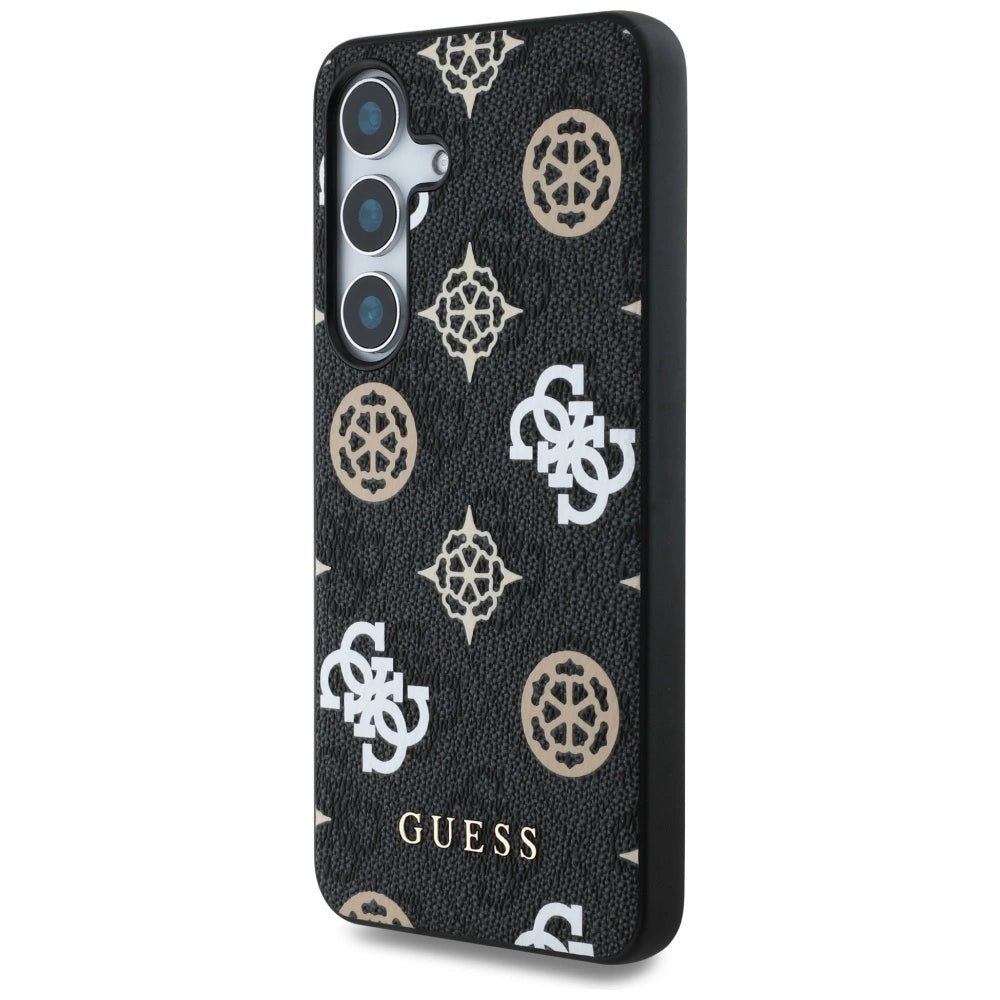 Guess 4G Printed Colored Peony Pattern MagSafe case til Samsung Galaxy S25 sort