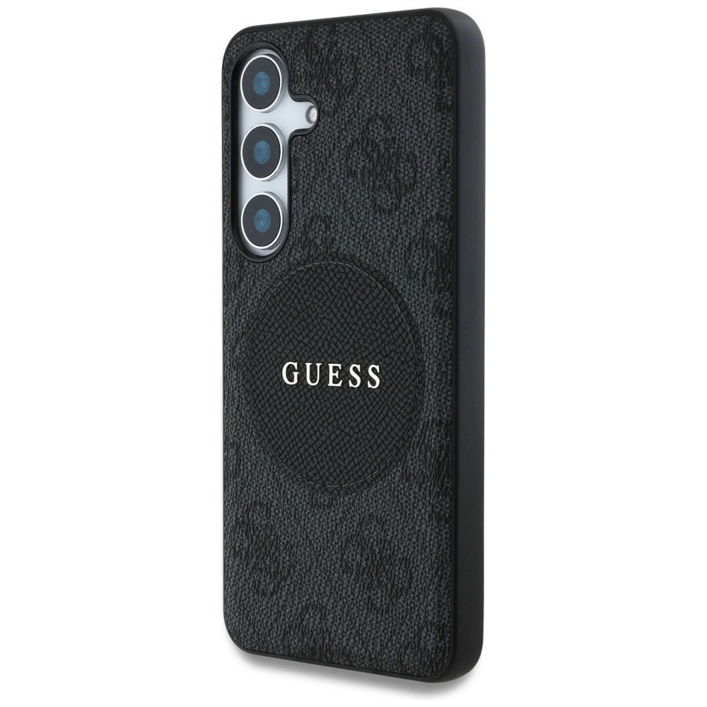 Guess 4G Round Patch Classic Logo MagSafe-hylster til Samsung Galaxy S25 sort