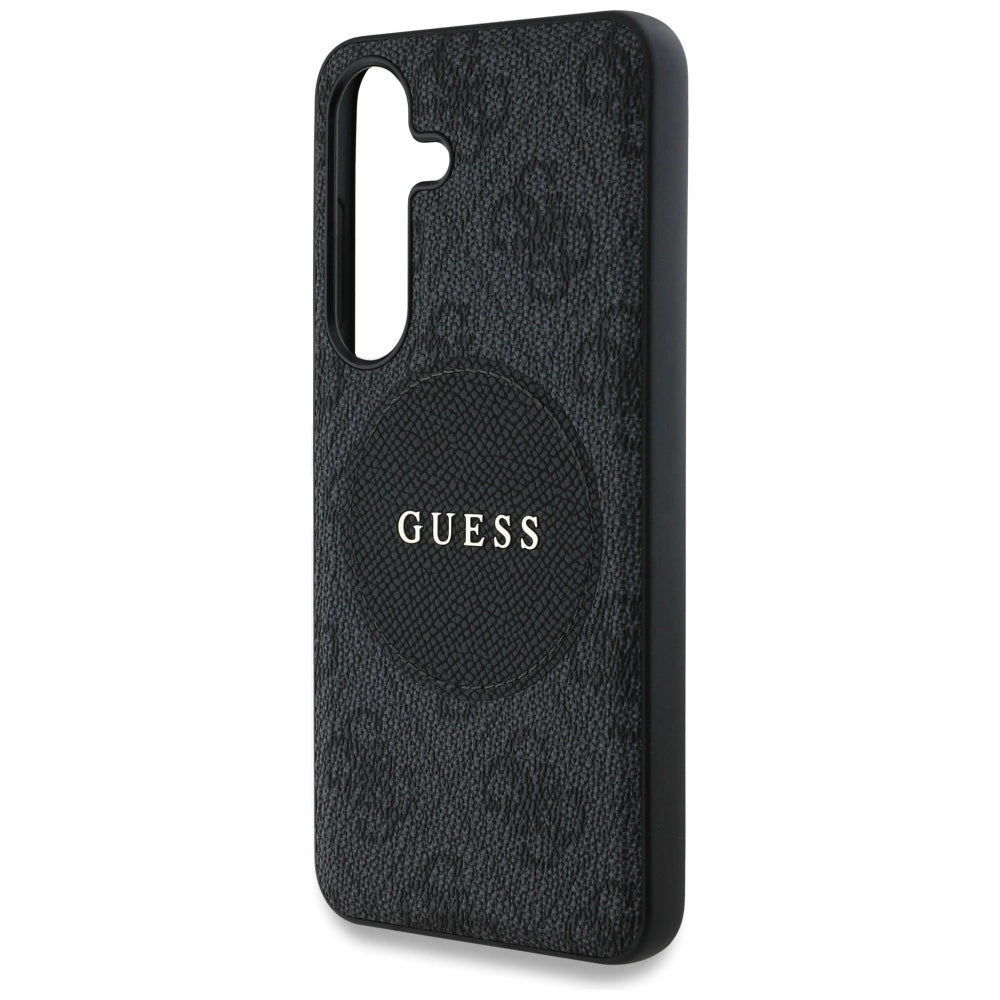 Guess 4G Round Patch Classic Logo MagSafe-hylster til Samsung Galaxy S25 sort