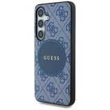 Guess 4G Round Patch Classic Logo MagSafe-hylster til Samsung Galaxy S25 blå