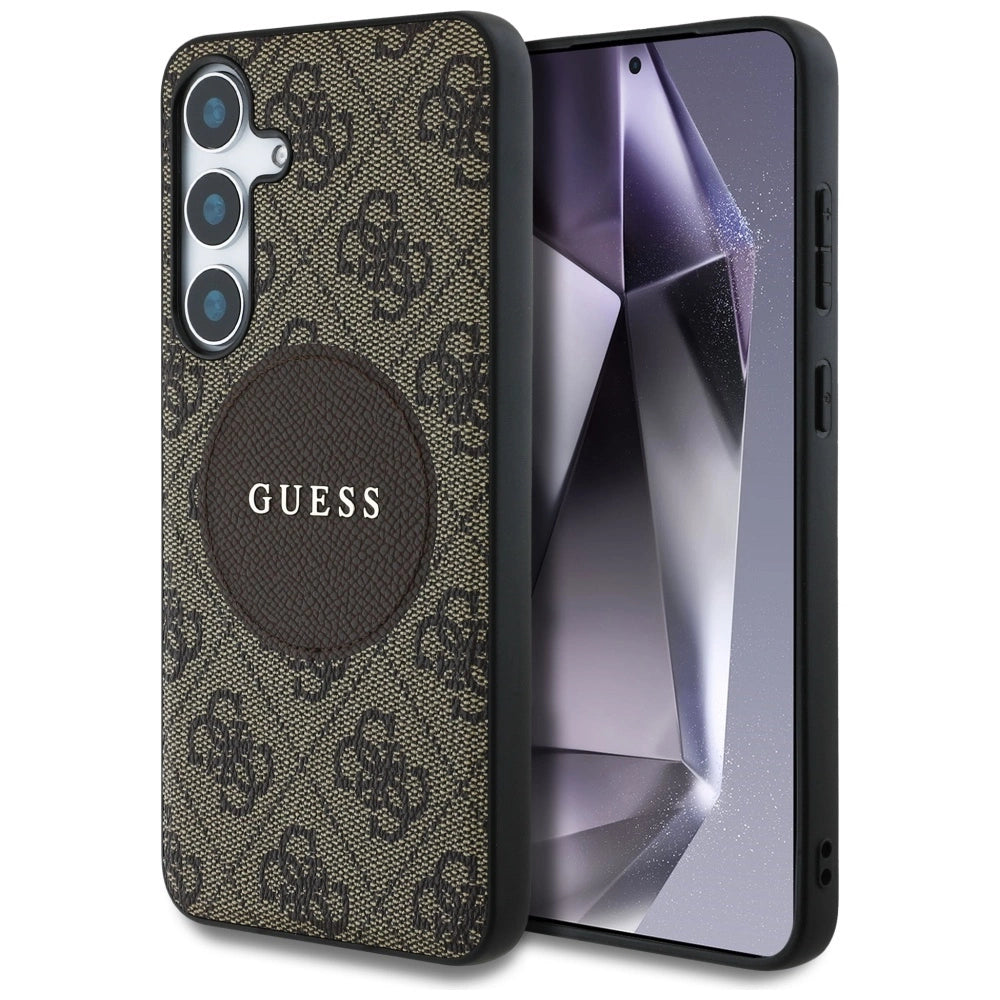 Guess 4G Round Patch Classic Logo MagSafe Case til Samsung Galaxy S25 Plus Brunt