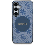 Guess 4G Round Patch Classic Logo MagSafe-hylster til Samsung Galaxy S25 Plus blå