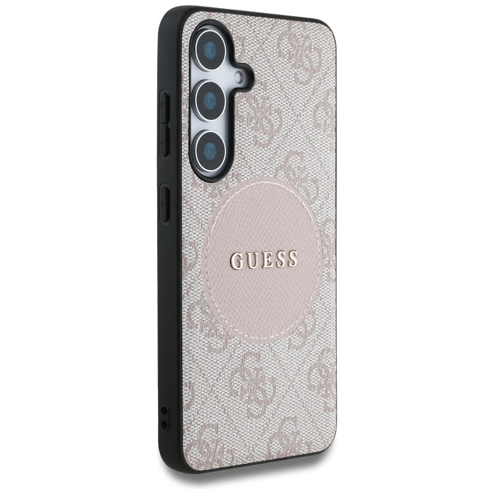 Guess 4G Round Patch Classic Logo MagSafe Case til Samsung Galaxy S25 Plus Pink