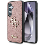 Guess Fixed Glitter Big 4G Metal Logo Case til Samsung Galaxy S25 Pink