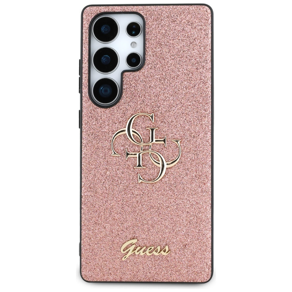 Guess Fixed Glitter Big 4G Metal Logo Case til Samsung Galaxy S25 Ultra Pink