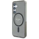 Guess Glitter Circle Classic Logo MagSafe-hylster til Samsung Galaxy S25 sort