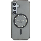 Guess Glitter Circle Classic Logo MagSafe-hylster til Samsung Galaxy S25 sort