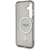 Guess Glitter Circle Classic Logo MagSafe-hylster til Samsung Galaxy S25 sort