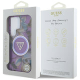 Guess Glitter Flowers Triangle Buttons MagSafe case til Samsung Galaxy S25 Ultra - lilla