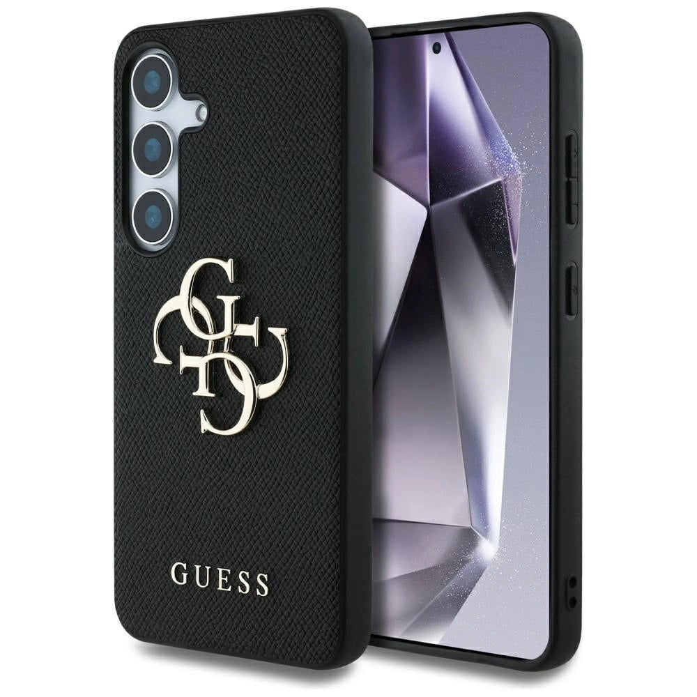 Guess Grained Big 4G Logo Small Classic Logo case til Samsung Galaxy S25 sort