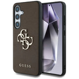 Guess Grained Big 4G Logo Small Classic Logo case til Samsung Galaxy S25 Plus brun