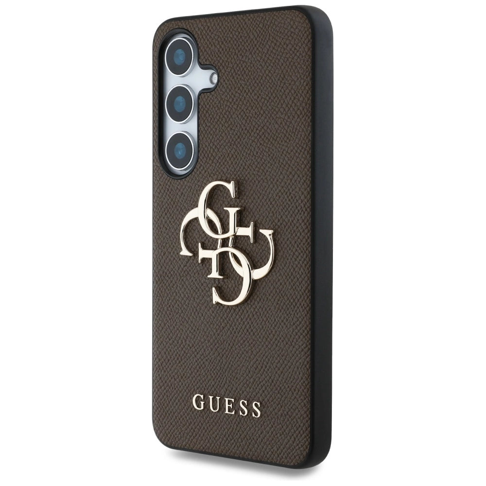 Guess Grained Big 4G Logo Small Classic Logo case til Samsung Galaxy S25 Plus brun