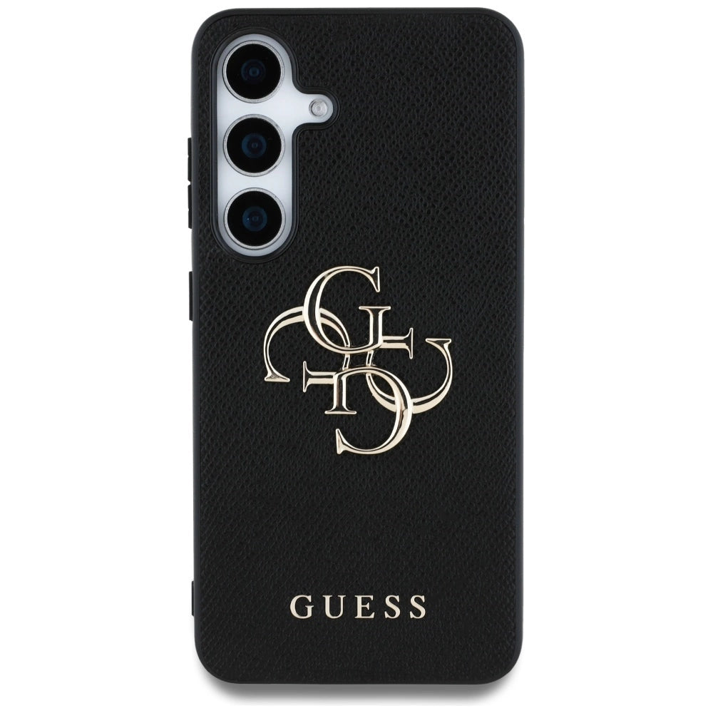 Guess Grained Big 4G Logo Small Classic Logo case til Samsung Galaxy S25 Plus sort