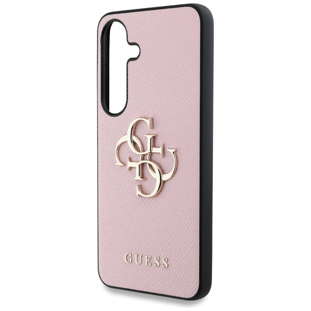 Guess Grained Big 4G Logo Small Classic Logo case til Samsung Galaxy S25 pink