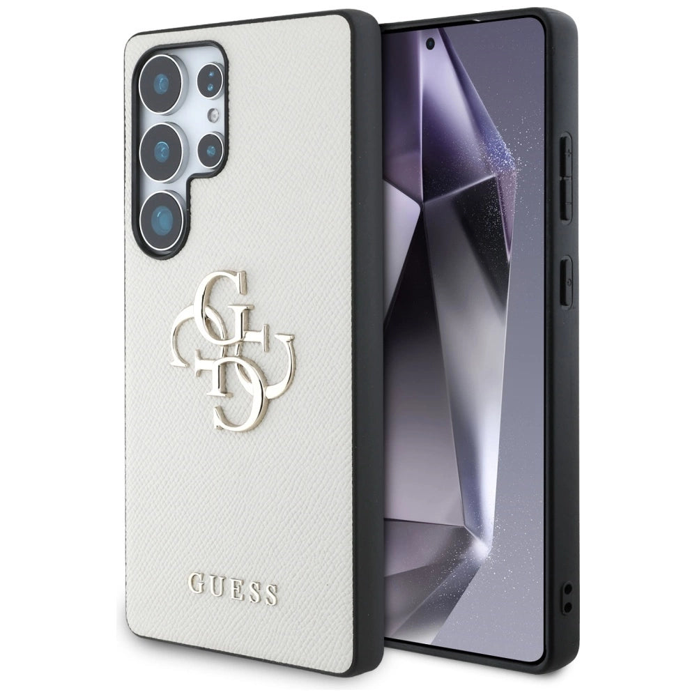 Guess Grained Big 4G Logo Small Classic Logo Case til Samsung Galaxy S25 Ultra beige