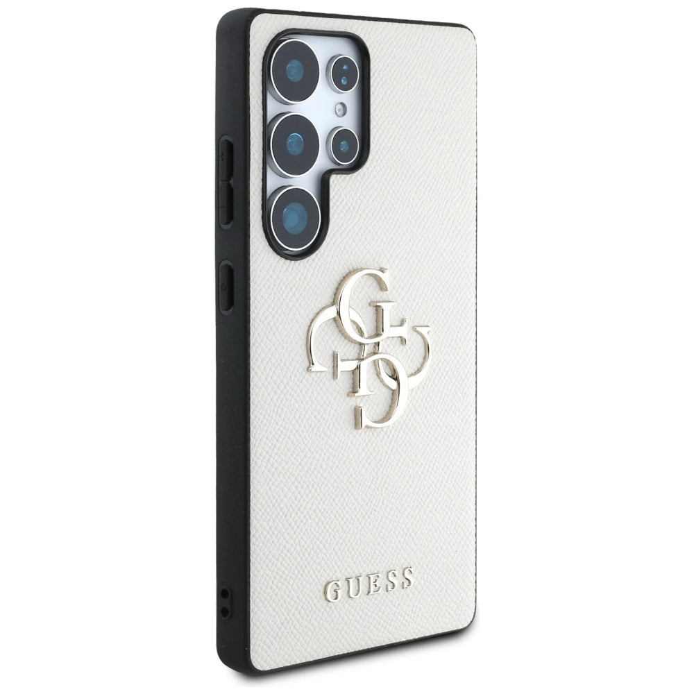 Guess Grained Big 4G Logo Small Classic Logo Case til Samsung Galaxy S25 Ultra beige