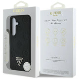 Guess Grained Hot Stamp Peony Pattern Triangle Logo MagSafe Case til Samsung Galaxy S25 sort