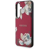 Guess Grained Printed Flower Pattern MagSafe case til Samsung Galaxy S25 fuchsia