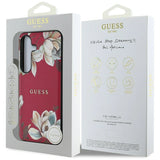 Guess Grained Printed Flower Pattern MagSafe case til Samsung Galaxy S25 fuchsia