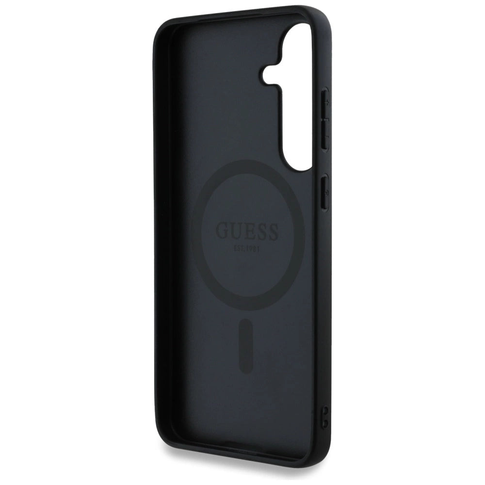 Guess læder 4G Colored Ring Classic Logo MagSafe Samsung Galaxy S25 sag sort