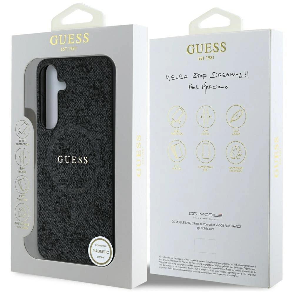 Guess læder 4G Colored Ring Classic Logo MagSafe Samsung Galaxy S25 sag sort