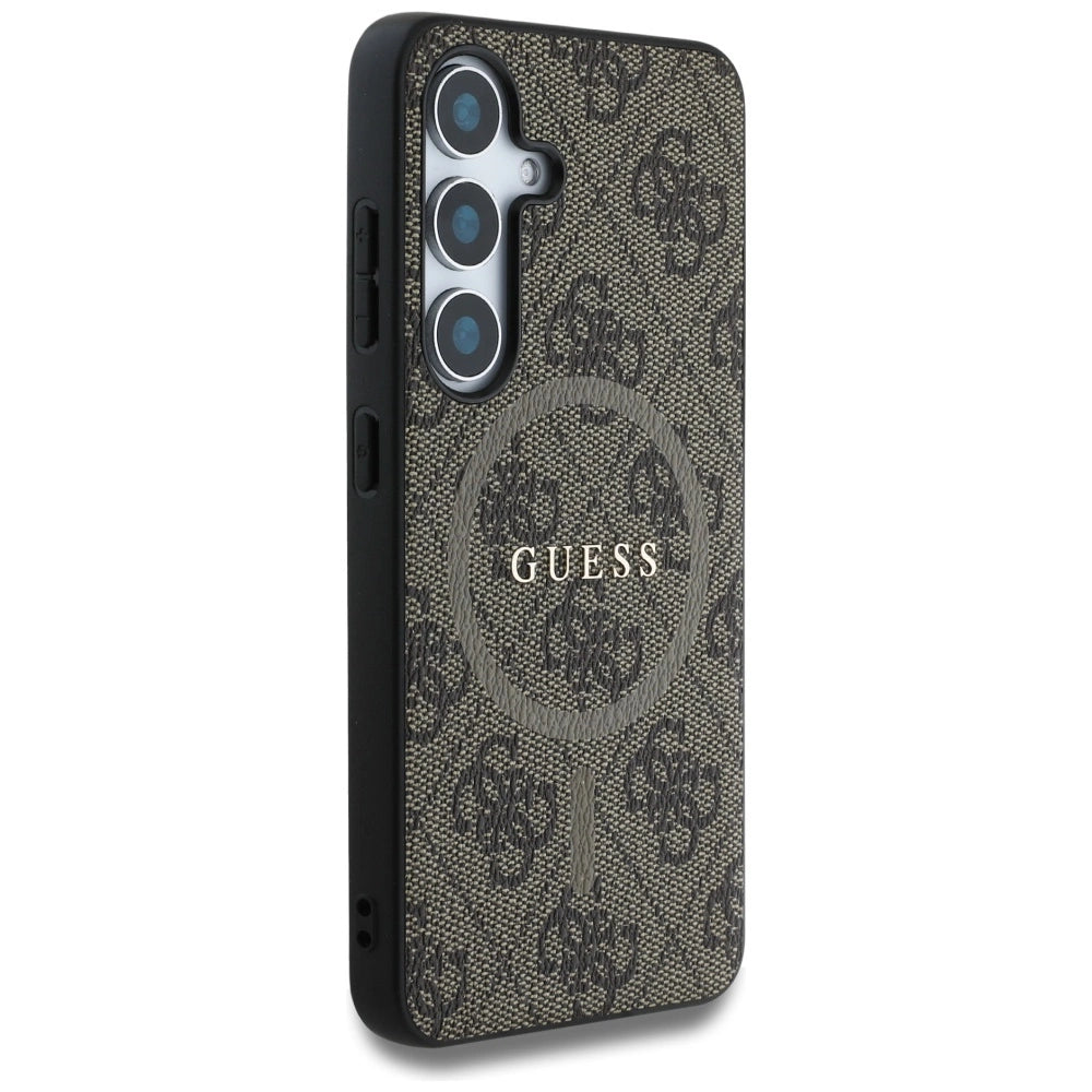 Guess læder 4G Colored Ring Classic Logo MagSafe Samsung Galaxy S25 Plus case brun