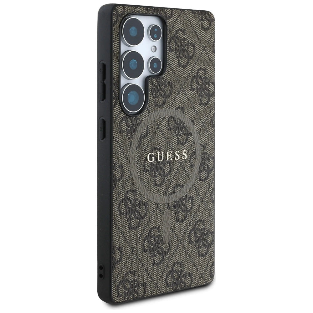 Guess læder 4G Colored Ring Classic Logo MagSafe Case Samsung Galaxy S25 Ultra brun