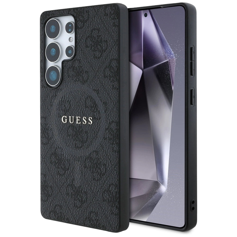 Guess læder 4G Colored Ring Classic Logo MagSafe Case Samsung Galaxy S25 Ultra sort